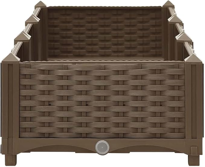 Raised Garden Bed 47.2x15.7x9.1 Polypropylene Planter Box for Outdoor Plants Durable Brown Gardening Solution