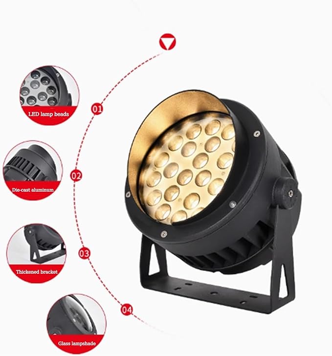 LED Floodlight - Outdoor Spotlight AC 220VLED Beam Spotlight IP65 Outdoor Waterproof Adjustable Garden Tree Light Villa Courtyard Lawn Light LED Landscape Lights(Red24W)