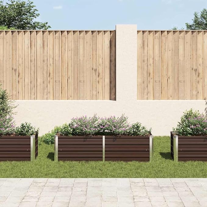 Raised Garden Bed Brown Galvanized Steel 63x15.7x17.7 inch Rectangular Outdoor Planter Box for Vegetables Herbs Flowers Durable Garden Beds
