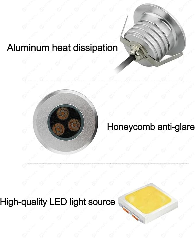 Landscape Lights - LED Anti-glare Underground Lamp 30° Beam Recessed Spotlight IP67 Outdoor Waterproof Courtyard Villa Underground Spotlight DC 12/24V Low Voltage Garden Floor Lamp(Green6W)