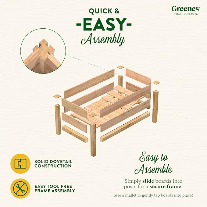 Greenes Fence Premium Cedar Elevated Garden Bed 24 W x 48 L x 19 H - Made in USA with North American Cedar