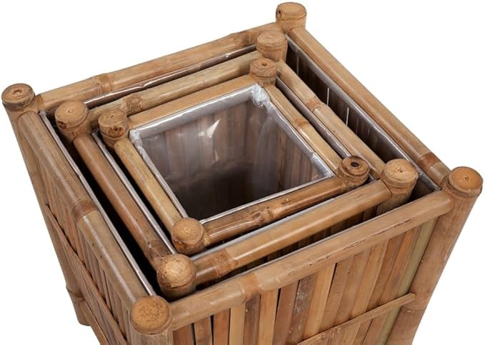 SKM Raised Bed Set 3 Pieces Bamboo with Nylon Lining