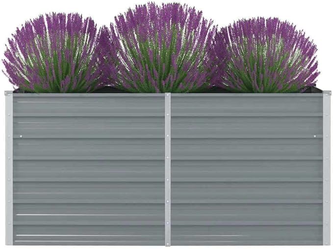 Raised Garden Bed 63x31.5x30.3 Galvanised Steel Gray