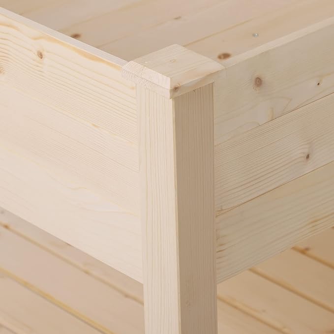 36'' x 36'' Raised Garden Bed with Storage Shelf 2 Tiers Elevated Wooden Planter Box Stand for Vegetable Flower Herb Patio Balcony and Backyard