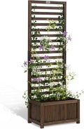 VINGLI Wooden Planter with Trellis 51 Height Elevated Garden Beds Outdoor FreeStanding Planter Box with Drainage Holes for Flower Vegetable Fruit Herb in Garden Patio Balcony 1PCS