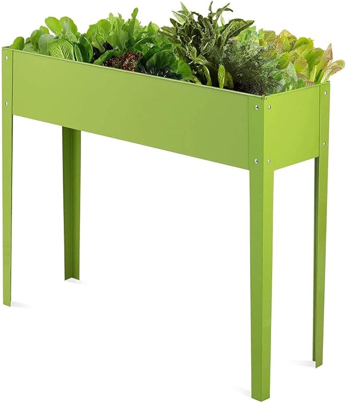 Raised Garden Bed Elevated Raised Planter w/Ample Planting Space Galvanized Planter Box w/2 Bottom Drainage Holes for Fruits Flowers &amp Vegetables in Outdoors &amp Indoors (40 x 13 x31.5)