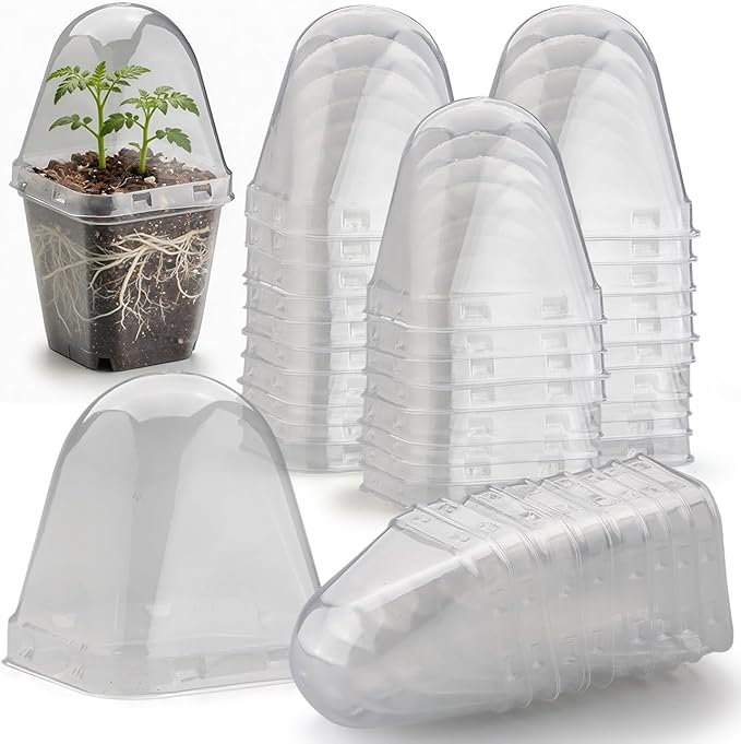 120 Pack Clear Humidity Domes Transparent Seedling Domes Compatible with 2.7 Inch Square Nursery Pots for Seedlings