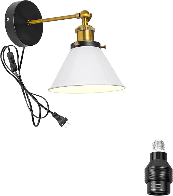 Hook Mounted Plant Light Full Spectrum 4500K 10W Adjusted Light Beam Range 15-60 Degree Vintage White Wall Lamp for Indoor Plants Flowers Growing