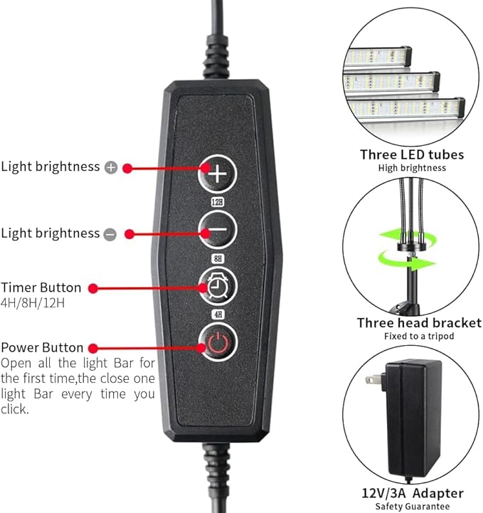 Grow Light with Stand150W 252 LEDs 6000K Full Spectrum White Floor Lamp UV Plant Lights for Indoor Plants5 Dimmable Levels &amp Auto On/Off Timer 4 8 12 Hrs