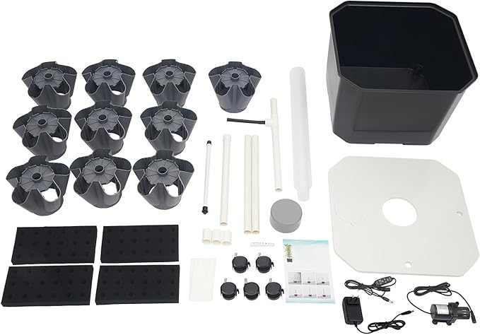 50 Hole Vertical Hydroponics Growing Kit Mobile Hydroponic Growing KitAeroponic Tower Hydroponic Growing System Kit for Leafy Vegetables (Grey)