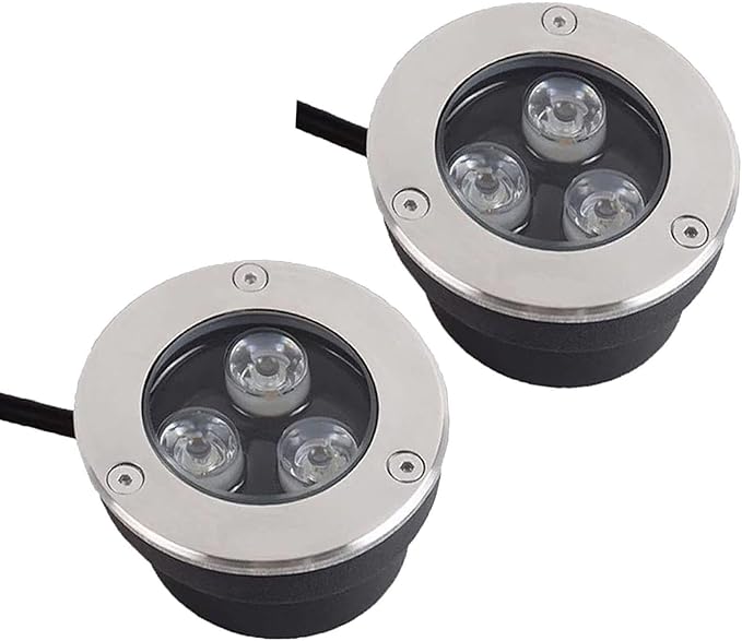 2PCS Outdoor LED Spotlight - Ultra Slim 3W LED Outdoor Recessed Spotlight IP67 Waterproof Outdoor Buried Light Ground Recessed Lawn Spotlight Landscape Garden Lamp(Warm White12V)