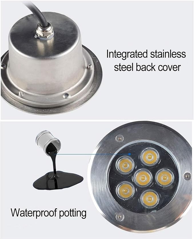 Ground Lights Underground Light Embedded Underwater Spotlight Stainless Steel IP68 Waterproof Landscape Lighting Underwater Pond Spotlight(Green18W) (Green 18W)