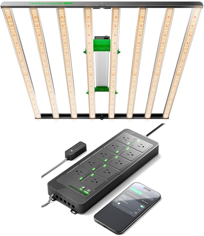 MARS HYDRO FC1000W LED Grow Light Samsung LM301H EVO and iHub-Pro 10AC Power Strip Kit 10-Outlet All-in-One Smart Grow Room Hub