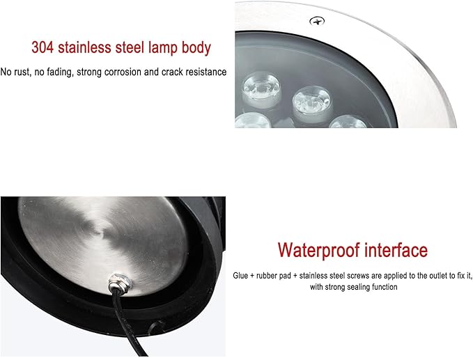 Outdoor Buried Lights - LED Underwater Tlight AC 24V Round 15° Angle Adjustment Pond Spotlight IP68 Waterproof Embedded Submersible Landscape Light Can Be UsRgb-12W