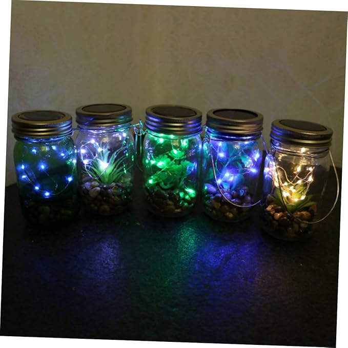 Happyyami Solar Lights Decorative Outdoor Hanging Plant Bottle Lamp Wide Mouth Jar Energy Efficient Led Lights