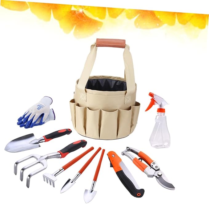 Garden Tools Set 10pcs Kit Hoe Rake Shovel Weeding Tools Durable Easy to Carry Ideal for Flower Vegetable Gardening