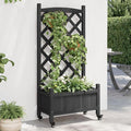 Black Rectangular Raised Planter Box on Wheels with Trellis for Climbing Plants 11.6 x 21.7 x 46.3 in Solid Fir Wood Elevated Garden Bed Outdoor Patio Balcony