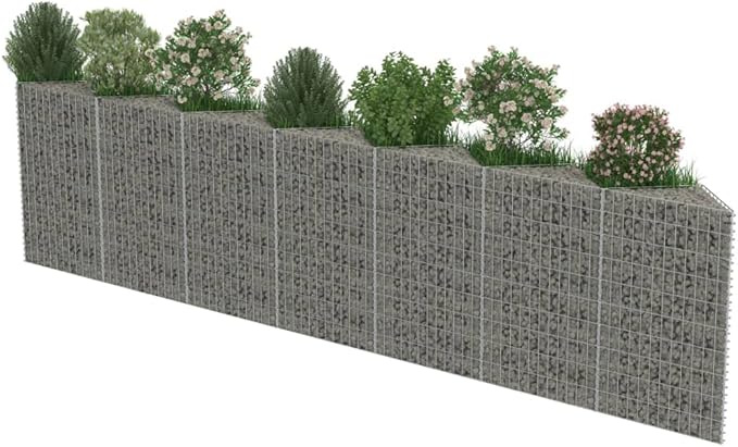 Gabion WallOutdoor Garden Gabion Mesh Planter Raised BedGarden DecorationOutdoor Residential Fencingfor YardGardenGalvanized Steel 177.2x11.8x39.4