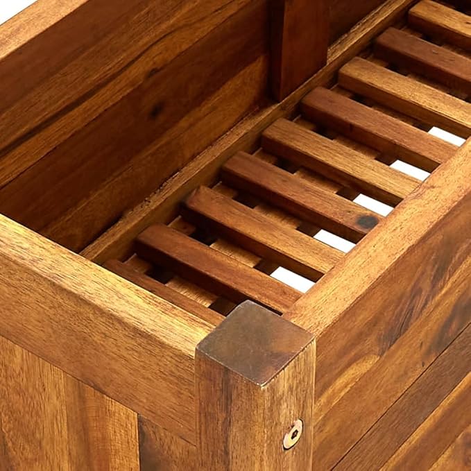 Garden Raised Bed Solid Acacia Wood Garden Lawn Planter Plant Vegetable Growing Container Durable Outdoor Planter Box for Vegetables Flowers Herbs 29.9x10.9x9.8