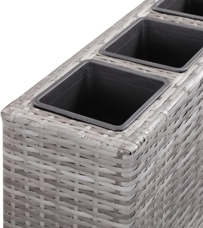 Garden Raised BedRaised Garden Bed for Vegetable Gardening Backyard PatioOutdoor Raised Planter with Wheels Raised Garden Bed for Vegetables with 4 Pots 31.5x8.7x31.1 Poly Rattan Gray