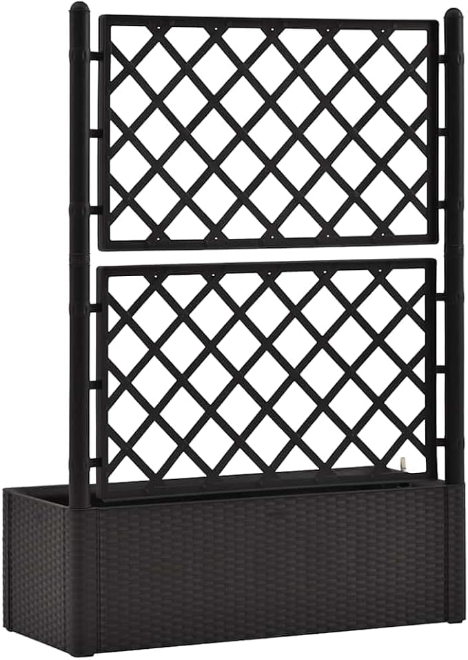 Raised Bed Anthracite Plastic (PP) Trellis Planter Self-Watering 39.4 x 16.9 x 55.9 in for Outdoor Plants Gardening