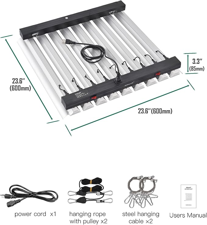 SZHLUX 400W LED Grow Light 4×4ft Coverage with Double Switches Full Spectrum Grow Light for Indoor Plants Sunlight Plant Light 864 LEDs for Hydroponic Seedling Veg and Bloom Greenhouse