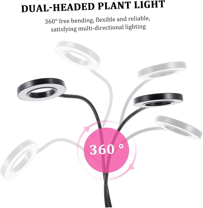 Adjustable LED Plant Growth Lamp Timer Dual-Head Clip-On Light for Indoor Use 5V Greenhouse Growing Light for Vegetables and Flowers