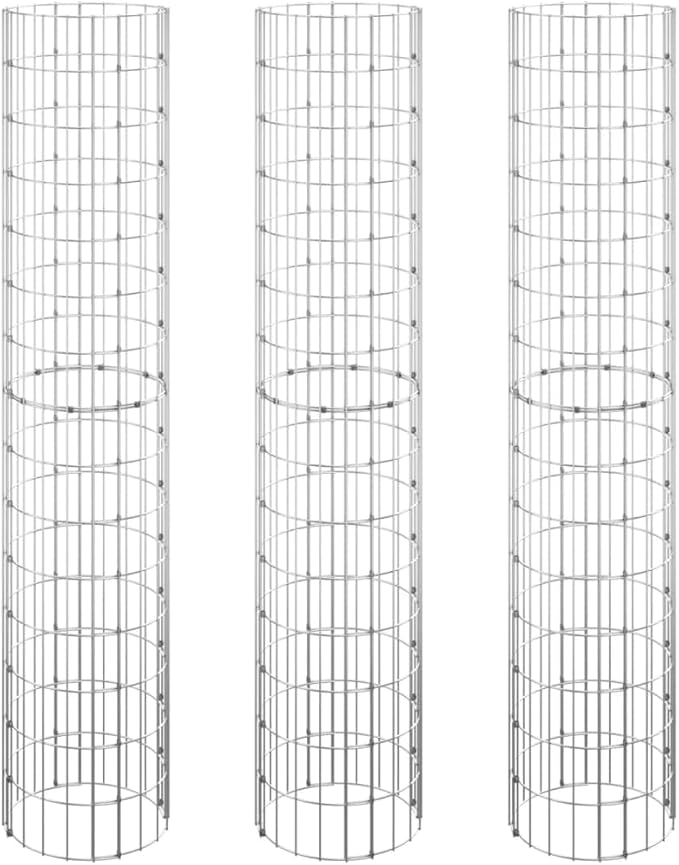 YAFF Circular Gabion Raised Beds 3 pcs Galvanized Steel 脴11.8x59.1