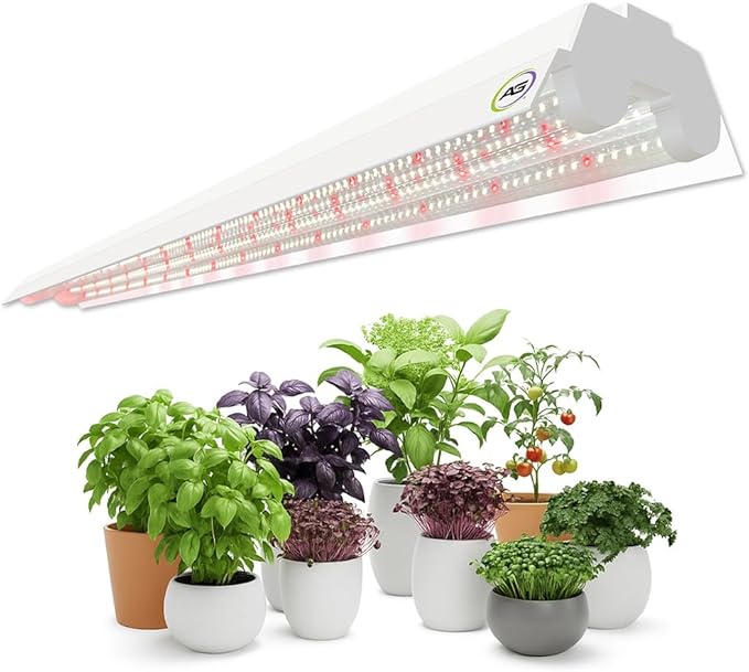 Active Grow Integrated Dual T8 4FT LED Grow Light - T8 Grow Lights for Indoor Plants Seed Starting &amp Microgreens - 38W - Sun White Pro Full Spectrum - Linkable - 120-277V