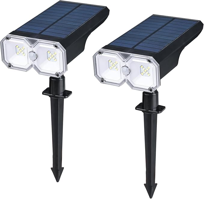 GRIFEMA 2 Pack Solar Spot Lights Outdoor Garden 5 Mode 18 LED Solar Powered Wall Lights IPX65 Waterproof for Garden Yard Driveway Porch Walkway GD251-2 Black