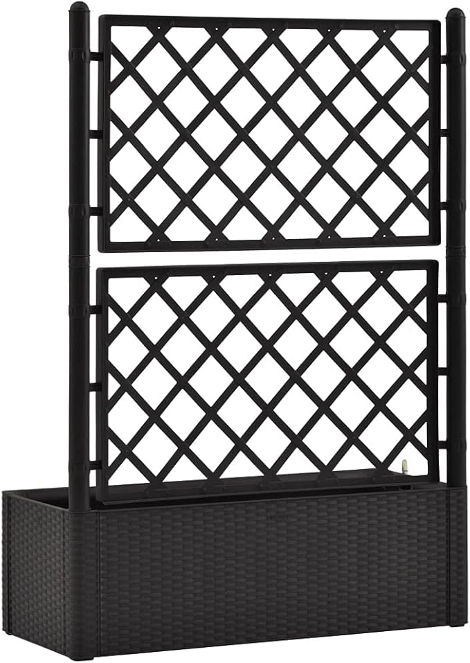 Raised Garden BedGarden Boxfor Vine Climbing Plants Vegetable Flower Free-Standing Raised PlanterGarden Raised Bed with Trellis and Self Watering Systemfor Yard Garden Indoor OutdoorAnthracite