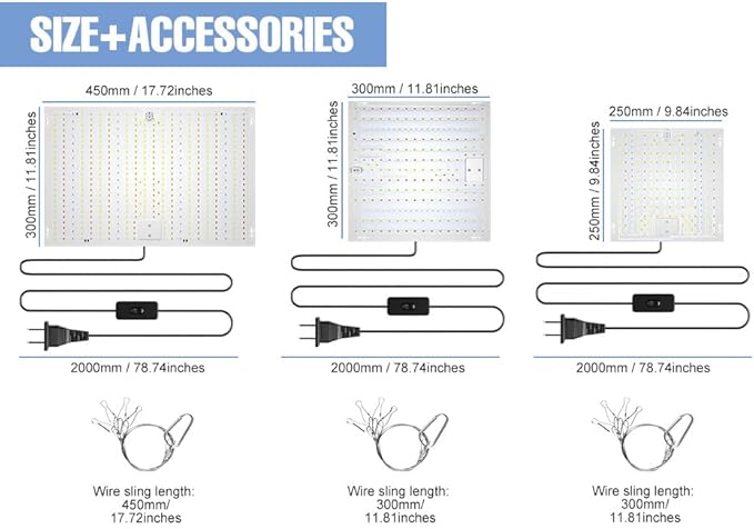 2Pack 300W LED Grow Planting Lamps Sunlight Full Spectrum 100-277V Greenhouse Tent Hydroponic Fill Light UV/IR Indoor Seedings Cultivation Lights 110V Sunlike Sapling Vege Fruit Flower Moss Succulent