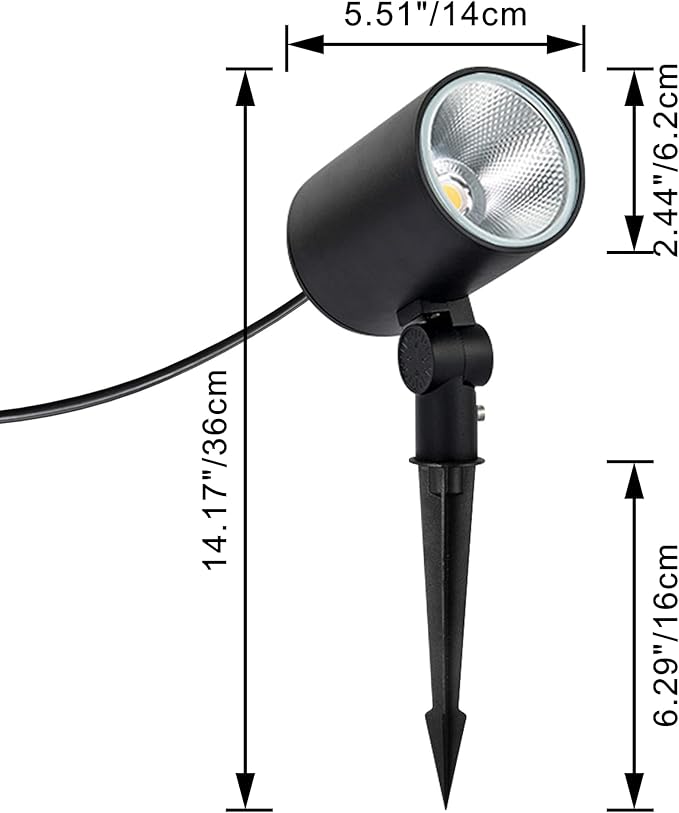 Kiven IP65 Waterproof LED Landscape Clamp Light LED Decorative Spotlight Lamp with Plug-in Cord and Timer for Indoor Outdoor Yard Garden Step Statue LED Lawn Light (5W Cool White)