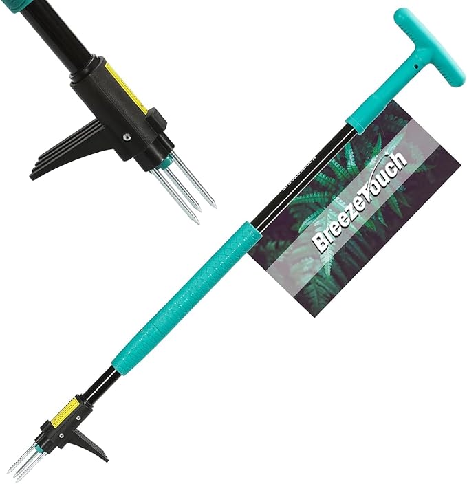 Breeze Touch 39 Weed Pulling Tool 3-Claw Detachable Weed Puller Tool with Long Handle Heavy Duty Stand Up Weeder Weeding Tool for Lawn Yard Garden Crabgrass Dandelion Picker Weed Remover