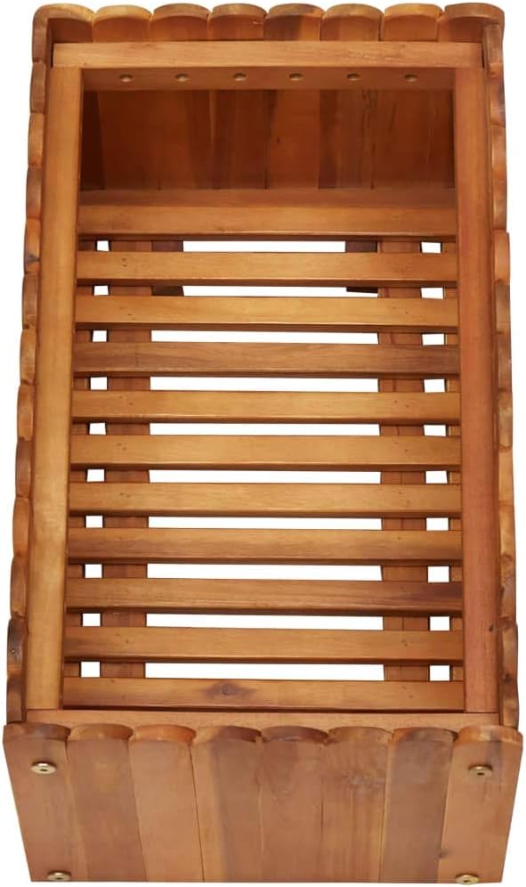 Wooden Raised Garden Planter Bed Solid Acacia Wood Slatted Design Patio Flower Plant Vegetable Bed Lawn Backyard Outdoor Patio DIY Decor 19.6x11.8x9.8