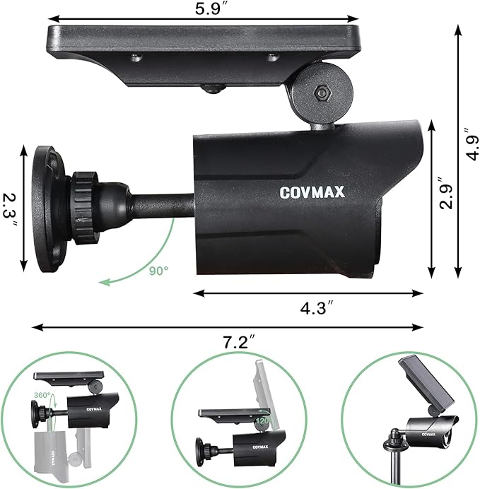 COVMAX Solar Spot Lights Outdoor 2-in-1 Wall Light Wireless Solar Flood Light for Yard Garden Driveway Porch Walkway Pack of 2 Black