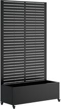Metal Planter Box with Trellis Raised Garden Bed with Wheels Trellis Privacy Screen Planter for Climbing Plants Vegetables Vines Outdoor Garden Use Black-1