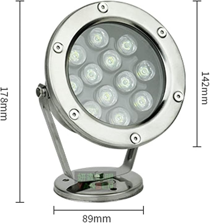 24V LED Landscape Spotlight - Waterproof IP68 Pool Light Submersible Pond &amp Fountain Light 12W Rotatable Low Voltage Underwater Lighting (Red)