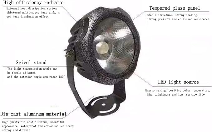 Led Spotlights - AC220V Outdoor LED Garden Light IP65 Waterproof Exterior Wall Lighting Engineering Lights Landscape Lighting for House Lawn Courtyard Park Tree Light(White10W(ac220v))