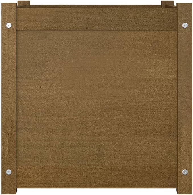 Honey Brown Solid Pinewood Garden Planter 19.7 inch Square Outdoor Flower &amp Herb Box Weather Resistant Raised Bed for Patio Balcony Terrace
