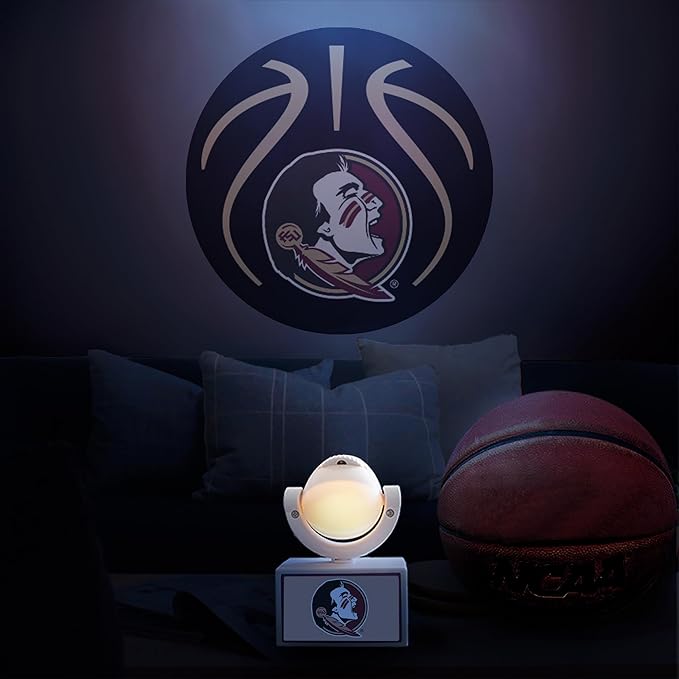 Sporticulture NCAA American Football Florida State - Adjustable Led Mini Spotlight Projector with 6 Team Logo Designs - Portable &amp Rechargeable Spotlight - Battery-Operated - 4.375” x 3.125”