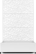 Raised Garden Bed with Trellis and Wheels73x47x16 Metal Raised Garden BedWhite Flowing Leaf Metal Planter with Climbing Trellis for Vines &amp Vegetables