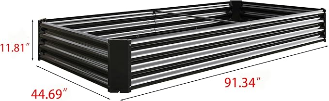 Raised Garden Bed Kit 7.6x3.7x0.98ft Large Metal Raised Planter Box for Vegetables Flowers Herbs Succulents Open Bottom Garden Box Black