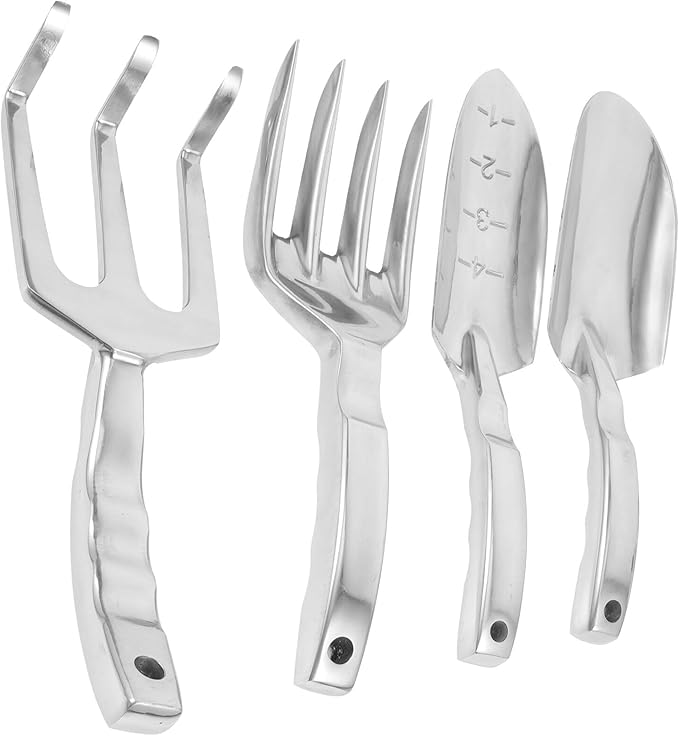 Multipurpose Garden Tool Set with Soil Rake and Planting Shovels 4pcs Outdoor Gardening Hand Tools for Planting Digging and Soil Loosening in Yard and Garden