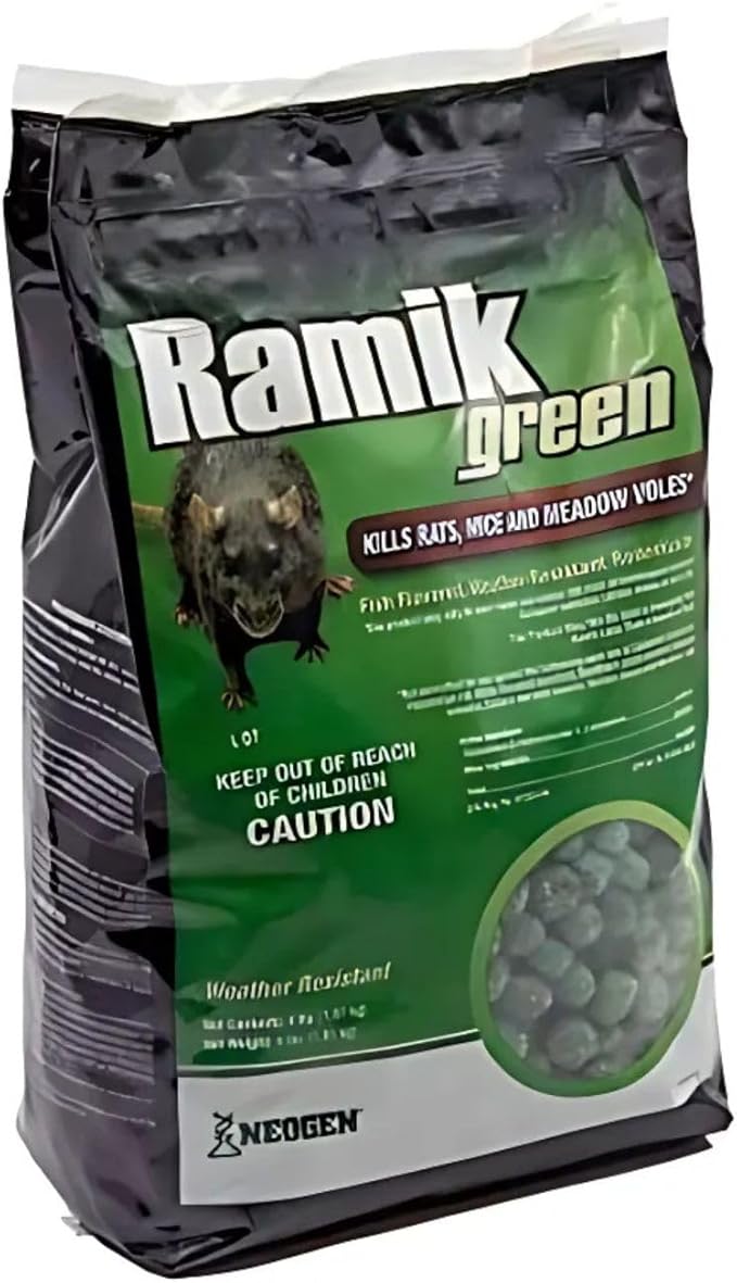 Neogen Ramik Green Fish Flavored Weather Resistant Rodenticide Nuggets 4 lb bag (00615)
