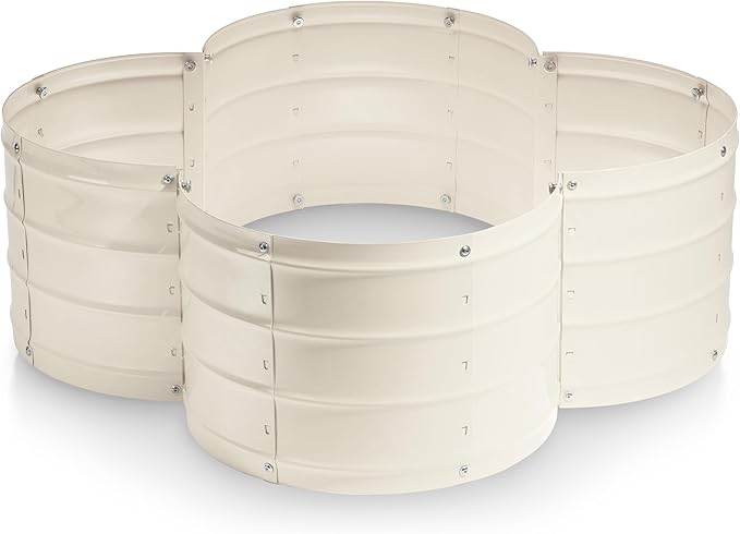Plant &amp Plot Galvanized Raised Garden Beds Outdoor // 3×3×1 ft Planter Raised Beds for Gardening Vegetables Flowers // Large Metal Garden Box (White) // Patented Tool-Free Design