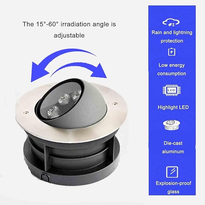 Adjustable LED Buried Light - 24V Outdoor Spotlight IP67 Waterproof Outdoor Buried Lights Ground Landscape Lights Rotation Spotlight Beam Light Outdoor Floor Lamp(Green Light12W)