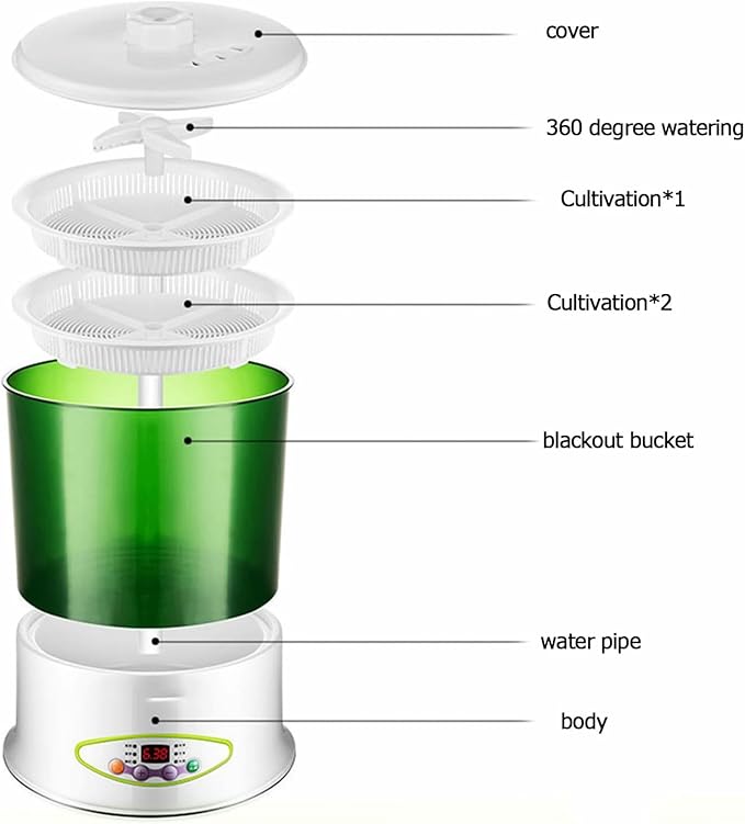 Automatic Bean Sprouts Machine Large-Capacity Sprouting Seedling Growing Machines Seed Sprouter Auto Household 3 Layers Bean Seed Cereal Sprouts Machi