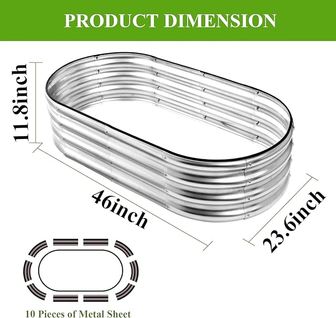 Galvanized Raised Garden Bed Outdoor 4x2x1ft Large Planter Raised Bed Kit with Safety Edging and Gloves Stainless Metal Raised Planter Box for Gardening Vegetables Herb Fruits Flowers