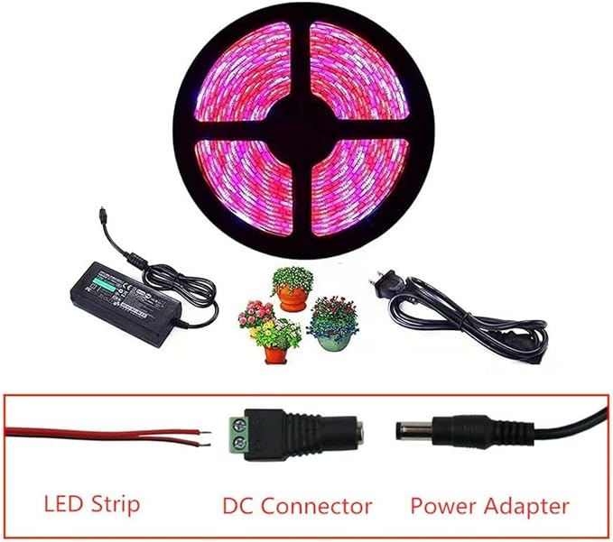 Grow Lights for Seed Starting 16.4FT Full Spectrum LED Plant Grow Light Strips Red &amp Blue 5:1 Waterproof Flexible Growing Lamp for Greenhouse Hydroponics